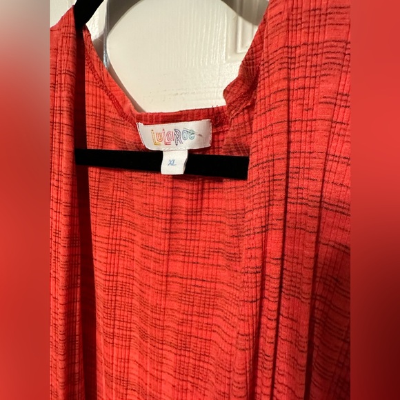 Lula Roe XL Orang Textured Long Light Ope Front Jacket Versatile Pockets Poly+ - Picture 2 of 6